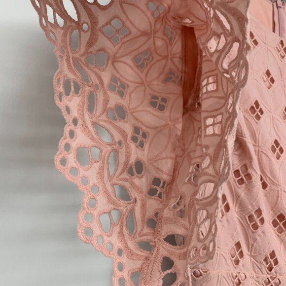 Rachel Parcell Dress Pink Eyelet Sheath Flutter Sleeve Cotton - Picture 8 of 14